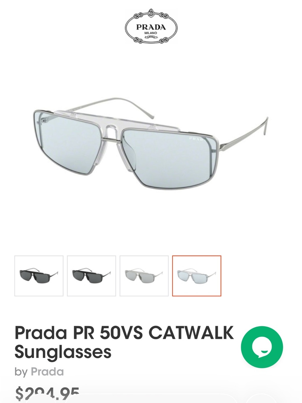 Prada Silver Frame Sunglasses with Light Blue Lenses unisex - Picture 13 of 13